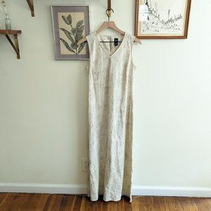 90s vintage GAP cream linen blend toile maxi dress